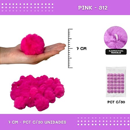 Pom Pom Pelucia - 70mm - Pct C/30 Unid. COR: PINK-312