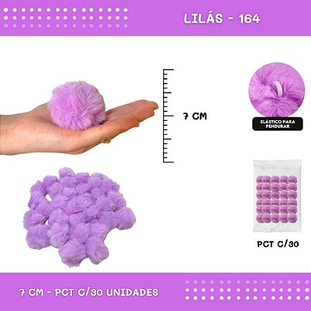 Pom Pom Pelucia - 70mm - Pct C/30 Unid. COR: LILAS-164