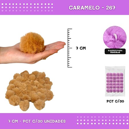 Pom Pom Pelucia - 70mm - Pct C/30 Unid. COR: CARAMELO-267