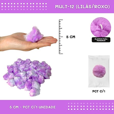 Pom Pom Pelucia - 50mm - Unidade COR: MULT-12 (LILAS/ROXO)