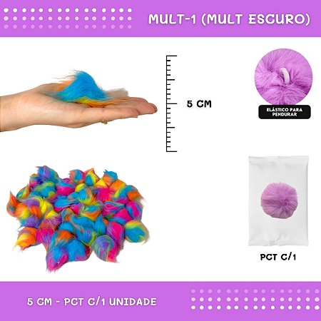 Pom Pom Pelucia - 50mm - Unidade COR: MULT-1 (MULT ESCURO)