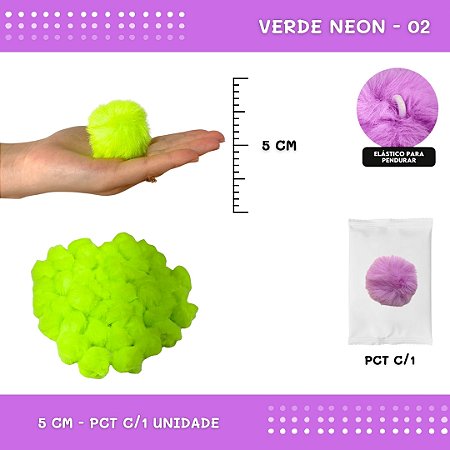 Pom Pom Pelucia - 50mm - Unidade COR: VERDE-NEON-02
