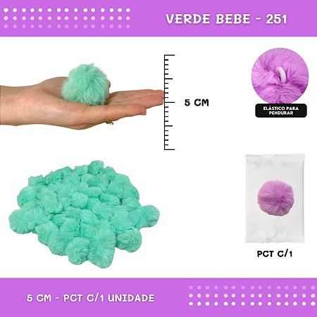 Pom Pom Pelucia - 50mm - Unidade COR: VERDE-BEBE-251