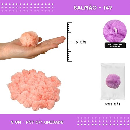 Pom Pom Pelucia - 50mm - Unidade COR: SALMAO-147