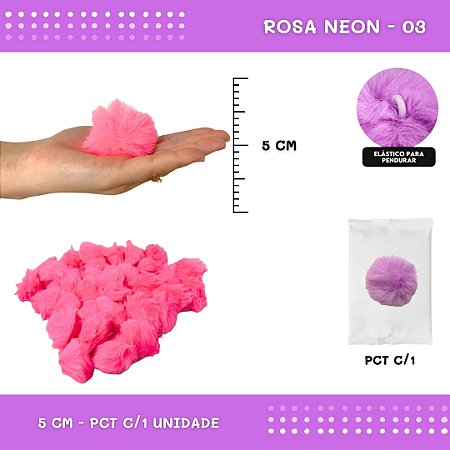 Pom Pom Pelucia - 50mm - Unidade COR: ROSA-NEON-03
