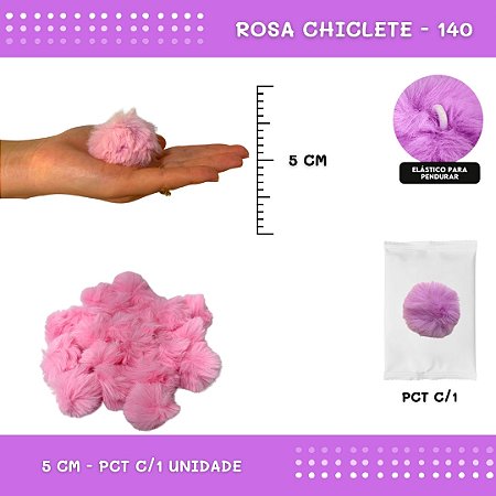 Pom Pom Pelucia - 50mm - Unidade COR: ROSA-CHICLETE-140