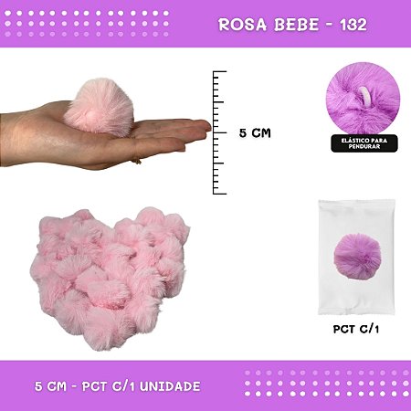 Pom Pom Pelucia - 50mm - Unidade COR: ROSA-BEBE-132