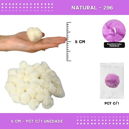 Pom Pom Pelucia - 50mm - Unidade COR: NATURAL-296