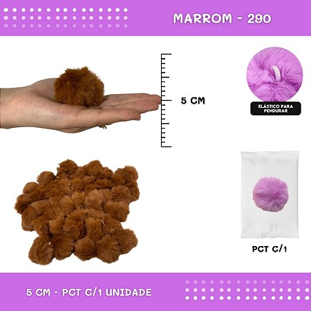 Pom Pom Pelucia - 50mm - Unidade COR: MARROM-290