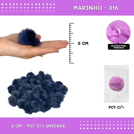 Pom Pom Pelucia - 50mm - Unidade COR: MARINHO-318