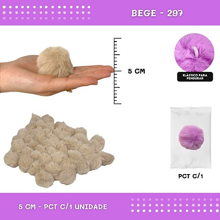 Pom Pom Pelucia - 50mm - Unidade COR: BEGE-297