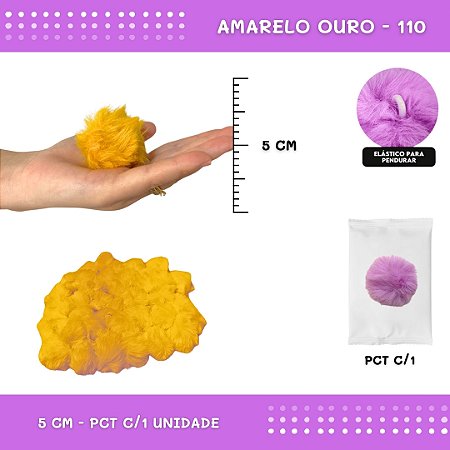 Pom Pom Pelucia - 50mm - Unidade COR: AMARELO-OURO-110