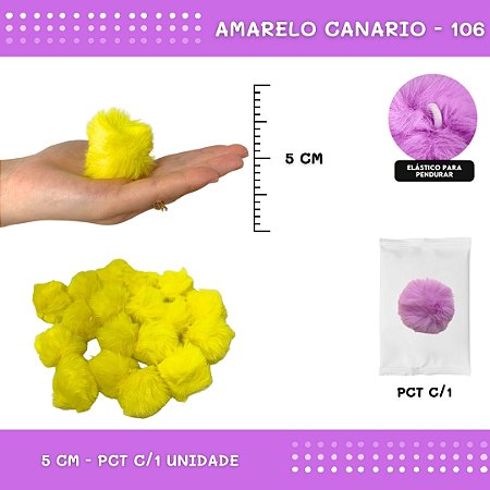 Pom Pom Pelucia - 50mm - Unidade COR: AMARELO-CANARIO-106