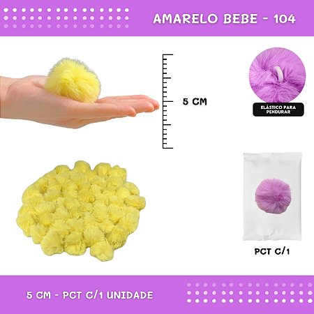 Pom Pom Pelucia - 50mm - Unidade COR: AMARELO-BEBE-104