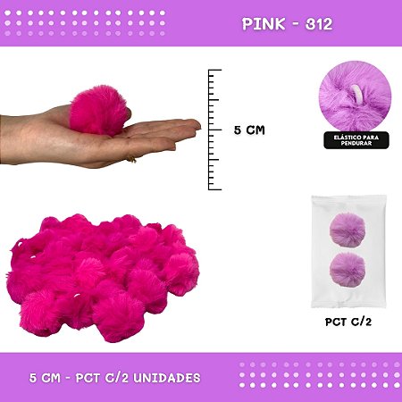 Pom Pom Pelucia - 50mm - Pct C/2 Unid. COR: PINK-312