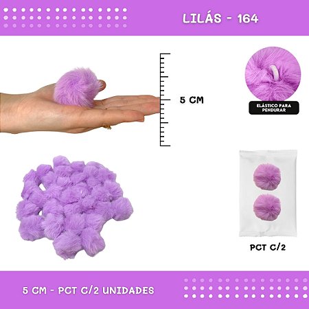 Pom Pom Pelucia - 50mm - Pct C/2 Unid. COR: LILAS-164