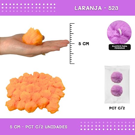 Pom Pom Pelucia - 50mm - Pct C/2 Unid. COR: LARANJA-523