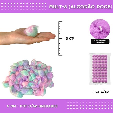 Pom Pom Pelucia - 50mm - Pct C/50 Unid. COR: MULT-3 (ALGODAO DOCE)