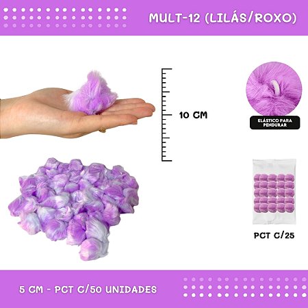 Pom Pom Pelucia - 50mm - Pct C/50 Unid. COR: MULT-12 (LILAS/ROXO)