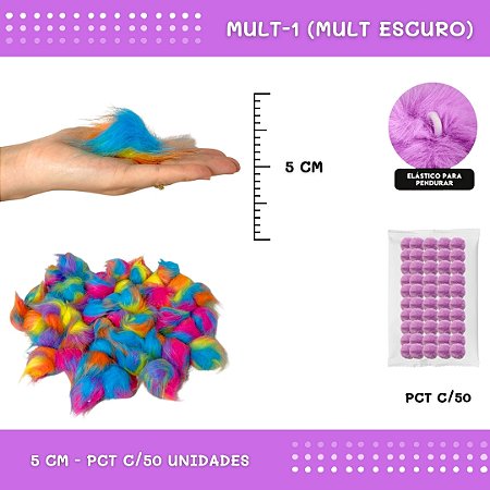 Pom Pom Pelucia - 50mm - Pct C/50 Unid. COR: MULT-1 (MULT ESCURO)