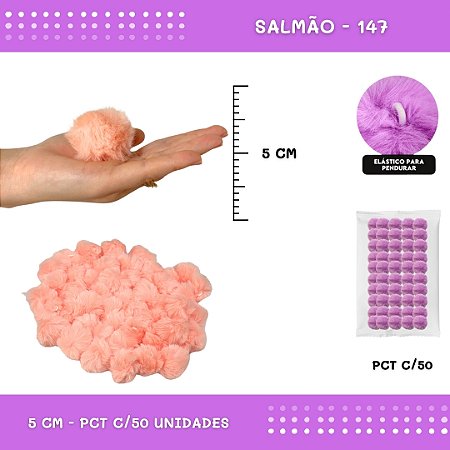 Pom Pom Pelucia - 50mm - Pct C/50 Unid. COR: SALMAO-147