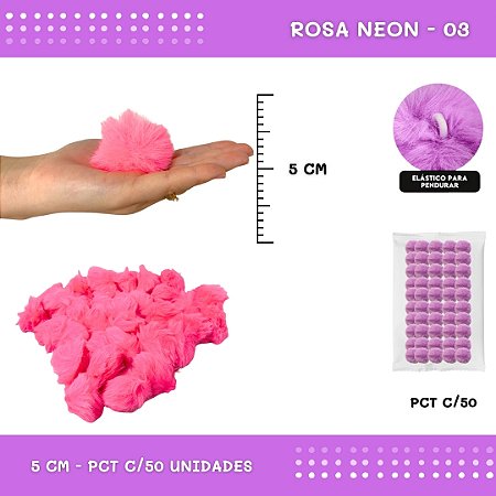 Pom Pom Pelucia - 50mm - Pct C/50 Unid. COR: ROSA-NEON-03