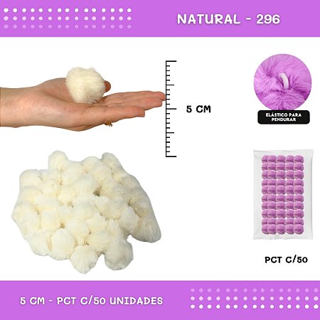 Pom Pom Pelucia - 50mm - Pct C/50 Unid. COR: NATURAL-296