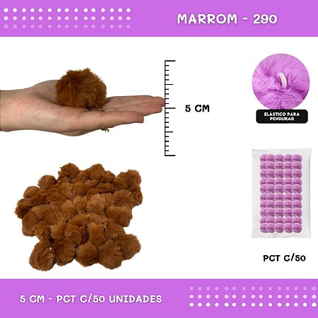Pom Pom Pelucia - 50mm - Pct C/50 Unid. COR: MARROM-290