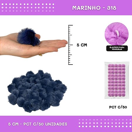 Pom Pom Pelucia - 50mm - Pct C/50 Unid. COR: MARINHO-318