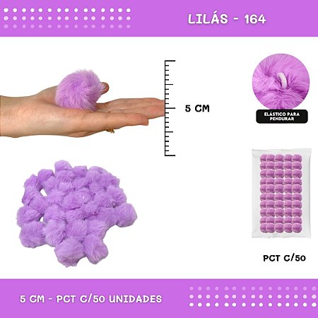 Pom Pom Pelucia - 50mm - Pct C/50 Unid. COR: LILAS-164