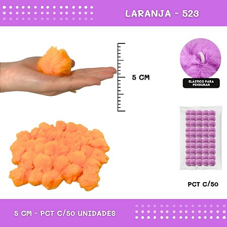 Pom Pom Pelucia - 50mm - Pct C/50 Unid. COR: LARANJA-523