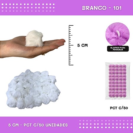 Pom Pom Pelucia - 50mm - Pct C/50 Unid. COR: BRANCO-101
