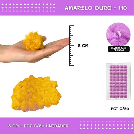 Pom Pom Pelucia - 50mm - Pct C/50 Unid. COR: AMARELO-OURO-110