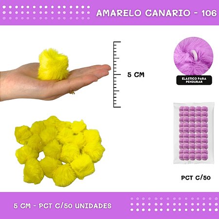 Pom Pom Pelucia - 50mm - Pct C/50 Unid. COR: AMARELO-CANARIO-106