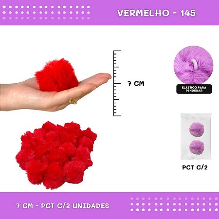 Pom Pom Pelucia - 70mm - Pct C/2 Unid. COR: VERMELHO-145