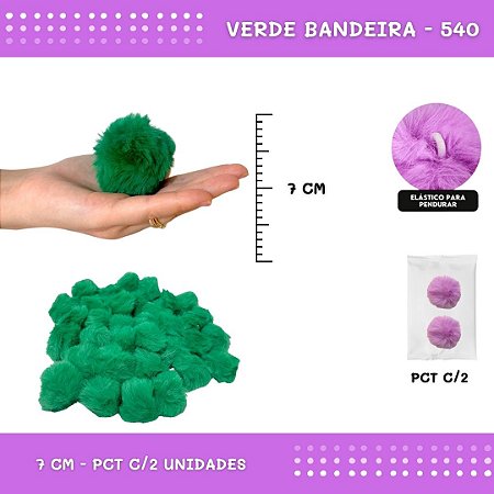 Pom Pom Pelucia - 70mm - Pct C/2 Unid. COR: VERDE-BANDEIRA-540