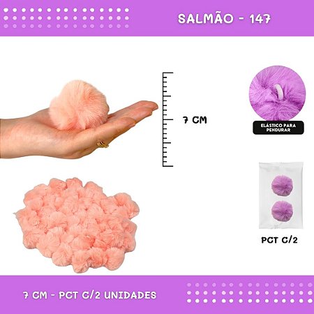 Pom Pom Pelucia - 70mm - Pct C/2 Unid. COR: SALMAO-147