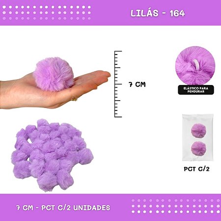 Pom Pom Pelucia - 70mm - Pct C/2 Unid. COR: LILAS-164