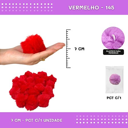 Pom Pom Pelucia - 70mm - Unidade COR: VERMELHO-145