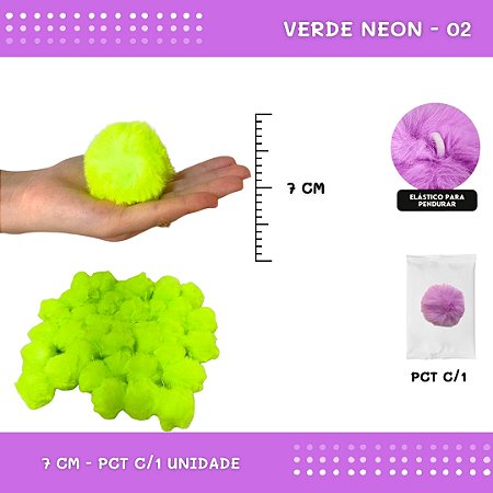 Pom Pom Pelucia - 70mm - Unidade COR: VERDE-NEON-02