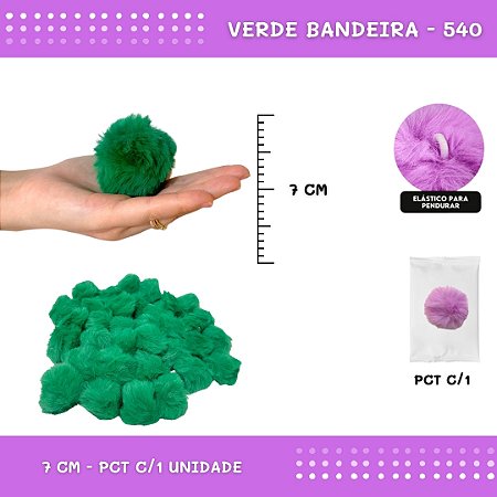 Pom Pom Pelucia - 70mm - Unidade COR: VERDE-BANDEIRA-540