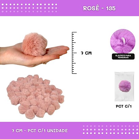 Pom Pom Pelucia - 70mm - Unidade COR: ROSE-135