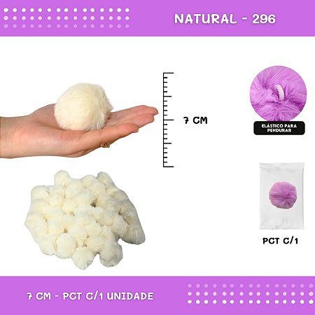 Pom Pom Pelucia - 70mm - Unidade COR: NATURAL-296