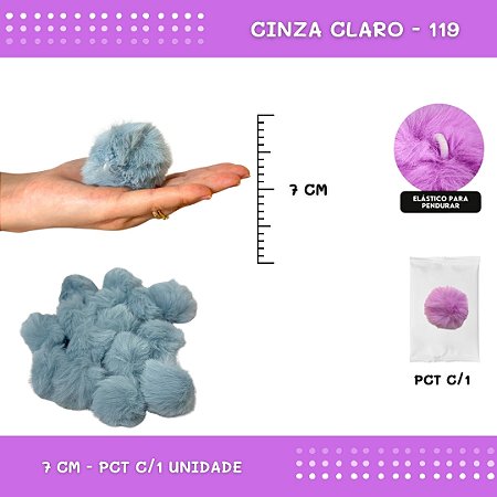 Pom Pom Pelucia - 70mm - Unidade COR: CINZA-CLARO-119