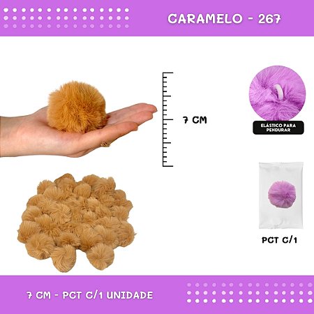 Pom Pom Pelucia - 70mm - Unidade COR: CARAMELO-267