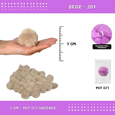 Pom Pom Pelucia - 70mm - Unidade COR: BEGE-297