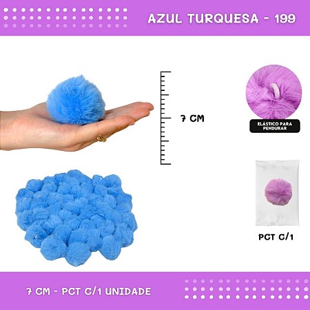Pom Pom Pelucia - 70mm - Unidade COR: AZUL-TURQUESA-199