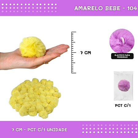 Pom Pom Pelucia - 70mm - Unidade COR: AMARELO-BEBE-104