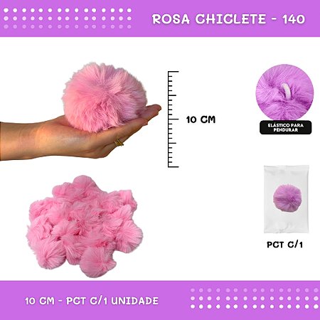 Pom Pom Pelucia - 100mm (10Cm) - Unidade COR: ROSA-CHICLETE-140