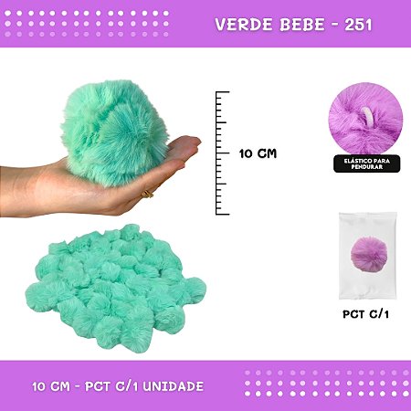 Pom Pom Pelucia - 100mm (10Cm) - Unidade COR: VERDE-BEBE-251